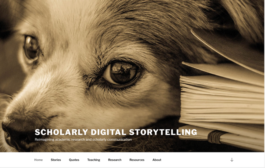 Screenshot of the Scholarly Digital Storytelling website homepage